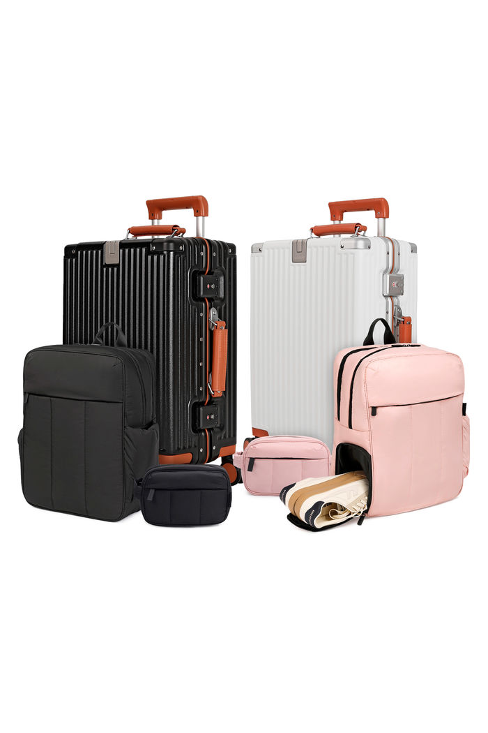 Kit de Mala Pequena de Bordo, Necessaire Confort Preta e Rosa com Mochila Confort Preta e Rosa