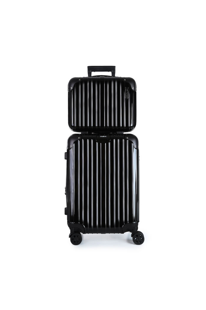 Conjunto Mala de Viagem Pequena de Bordo 10kg ABS Policarbonato com Expansor e Frasqueira Brasil Maloa Preto