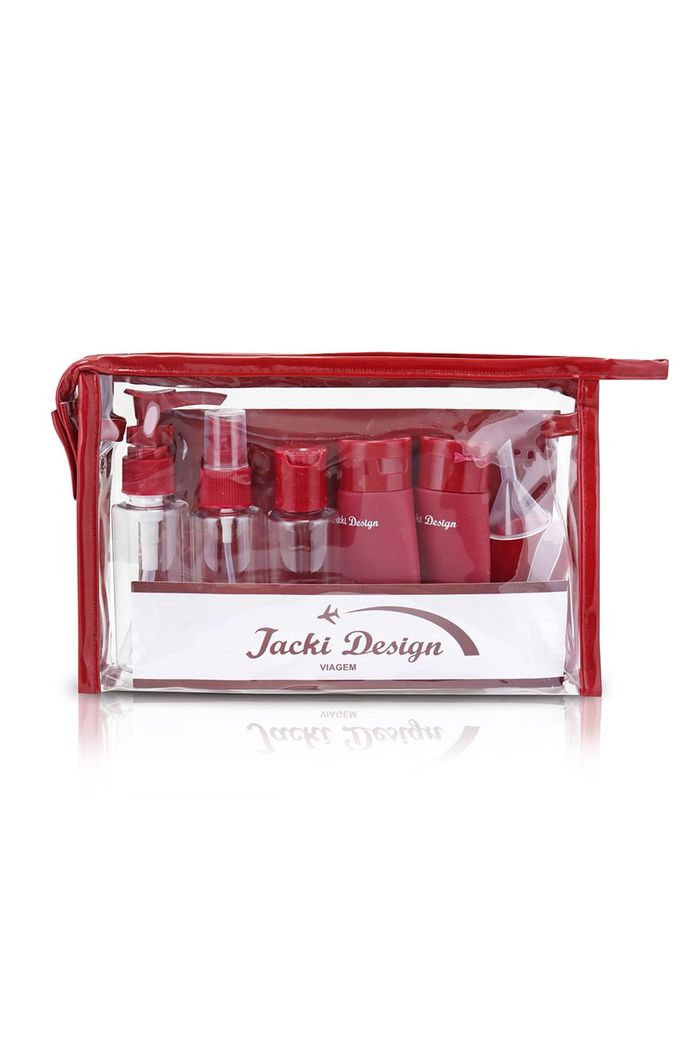 Kit de Frascos e Nécessaire para Viagem de 10 Peças Premium Vinho