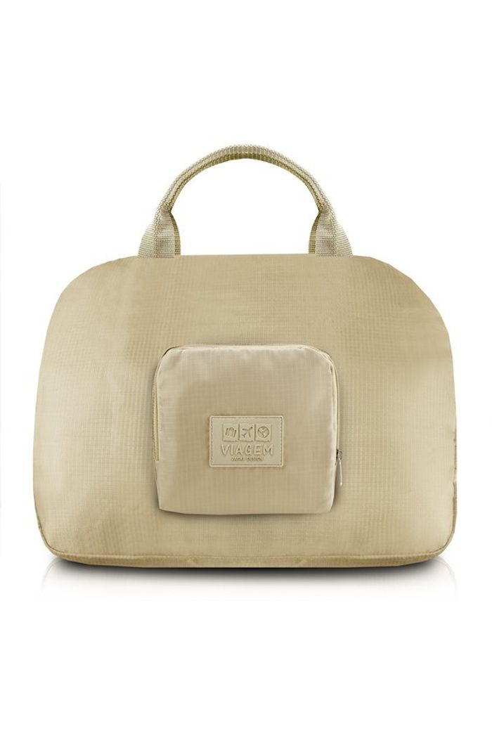 Bolsa de Viagem Dobrável Bege  Redonda
