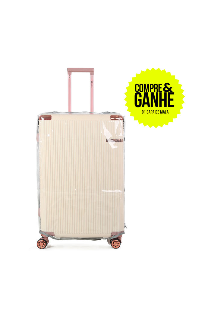 Compre Mala de Viagem Croácia Grande 32kg Bege e Ganhe 1 Capa Transparente