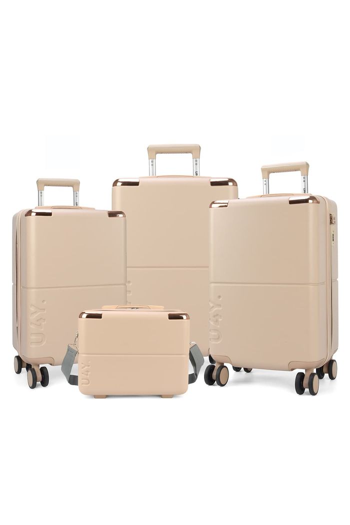 Kit de Malas de Viagem 3 Peças e Frasqueira Katerini Bege