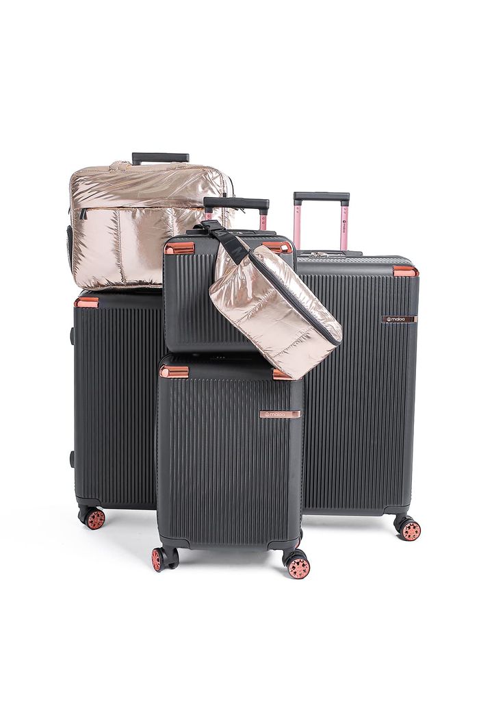 Kit de Mala de Viagem Completo Croácia Preto, Bolsa e Pochete Confort Bag