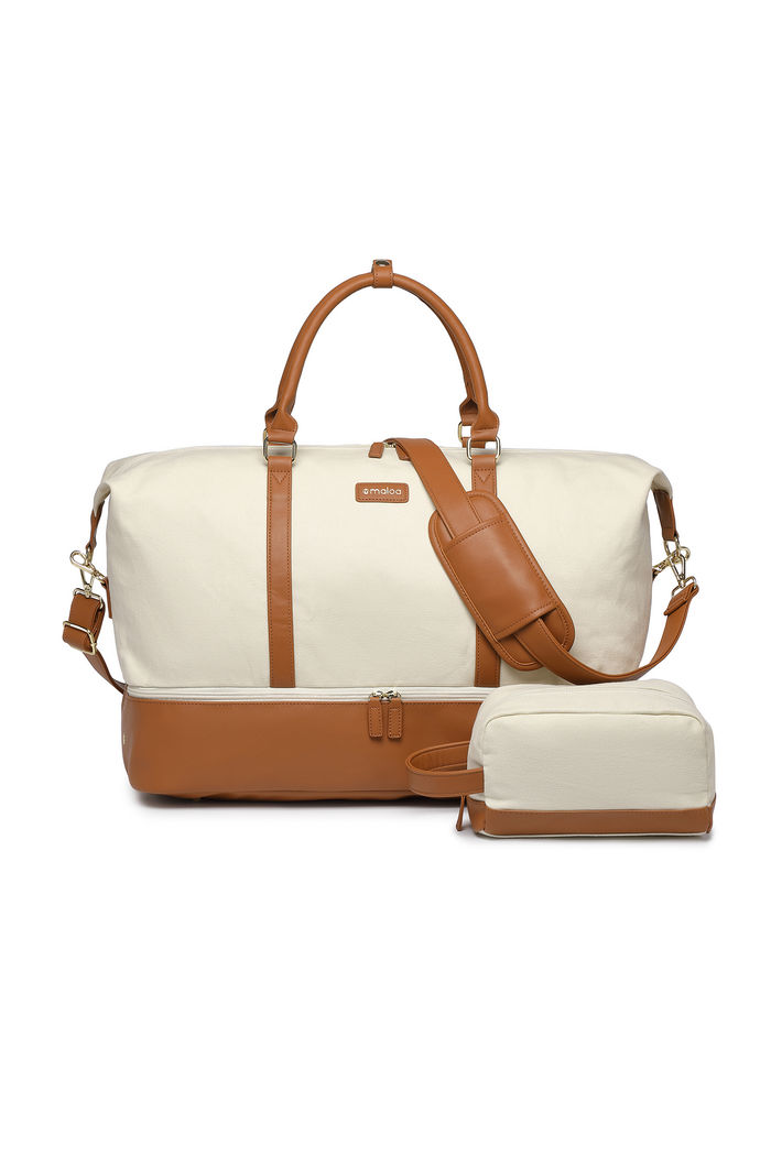 Bolsa de Viagem em Lona Weekend Maloa Bege com Marrom