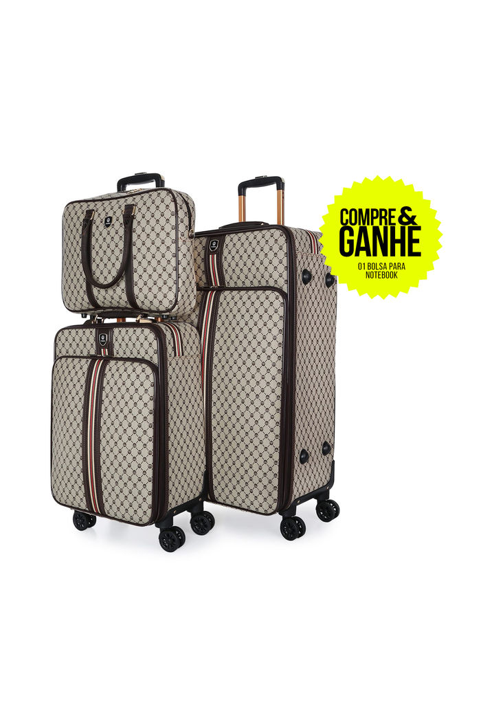 Kit Mala de Viagem Pequena de Bordo 10kg Amsterdam e Mala Amsterdam Grande 32kg