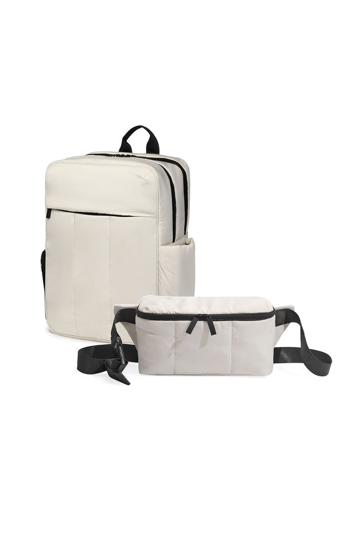 Kit Mochila e Pochete Confort Bag Multifuncional Maloa Branco