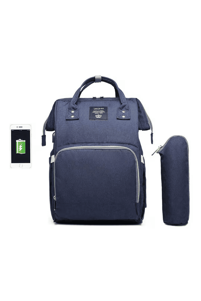 Bolsa Mochila Maternidade Lequeen USB Porta Mamadeira