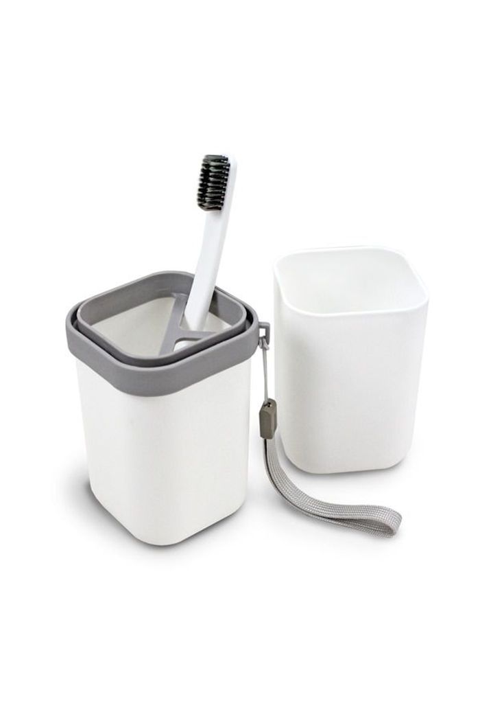 Porta Escova e Pasta de Dente Branco