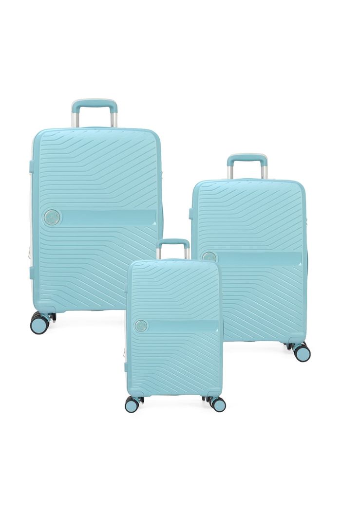 Kit Mala de Viagem 3 Peças em Polipropeleno Granada Azul com Expansor