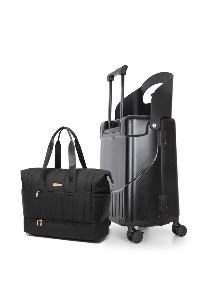 Kit de Mala de Viagem Pequena Grécia Preto com Assento Infantil e Bolsa de Viagem Multifuncional Nomad Preto