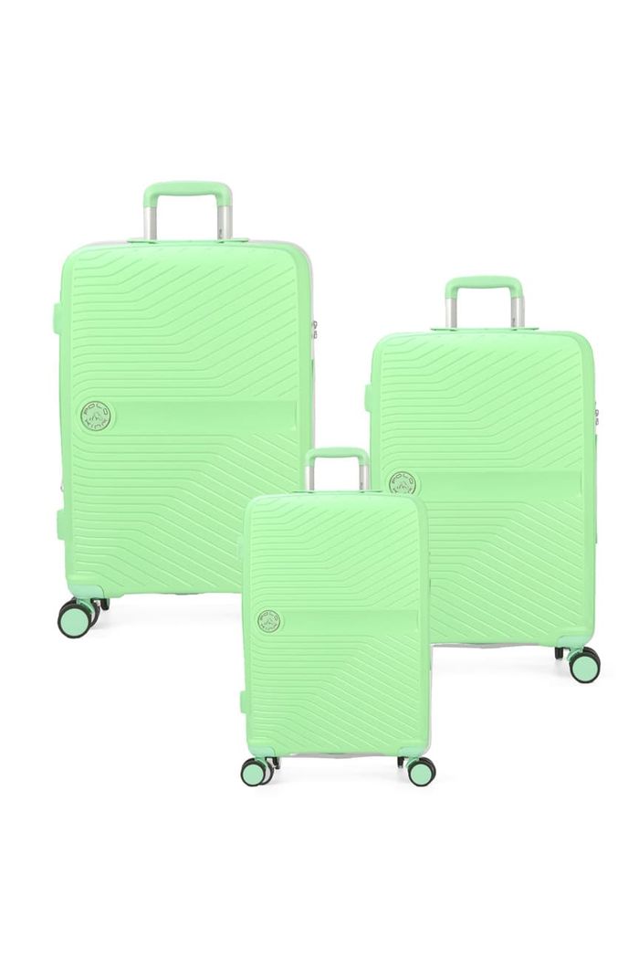 Kit Mala de Viagem 3 Peças em Polipropeleno Granada Verde com Expansor
