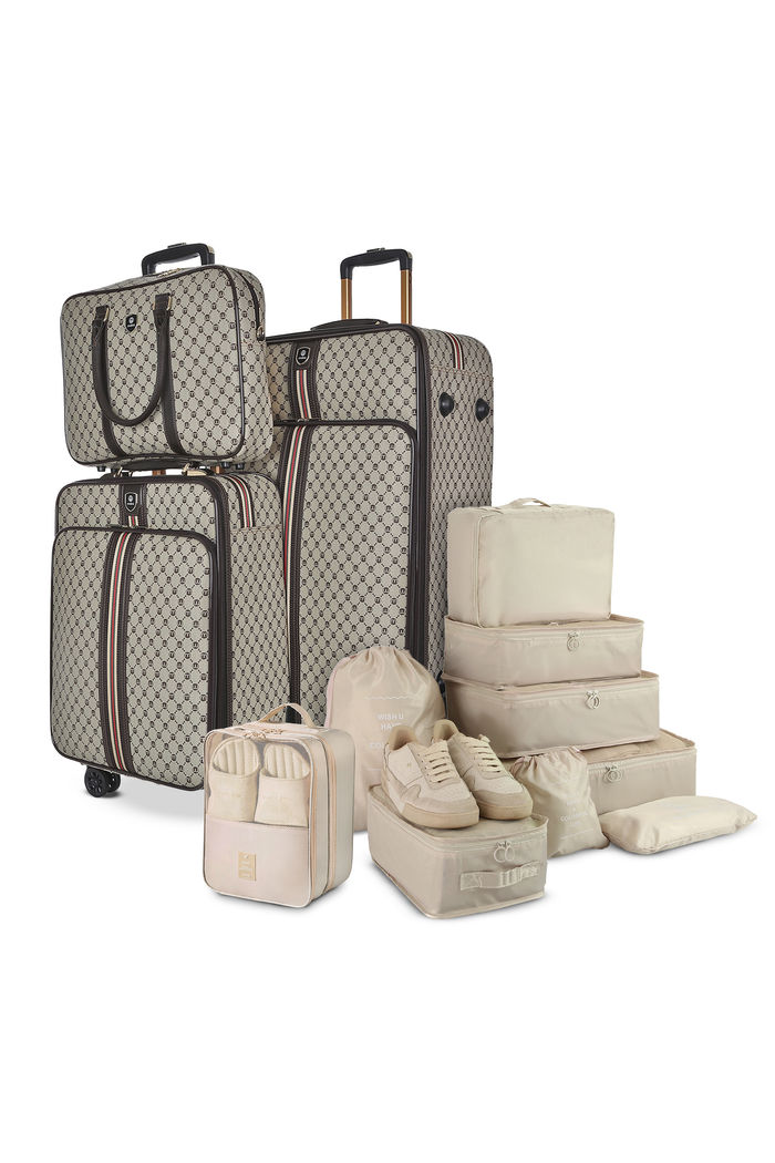 Kit de Malas de Viagem 10kg e 32 kg Amsterdam, Porta Sapato e Kit Organizador Bege