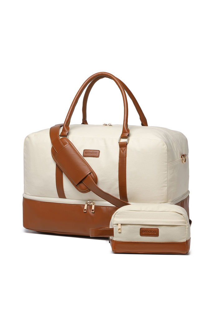 Bolsa de Viagem em Lona com Couro Sintético Urban Maloa Bege