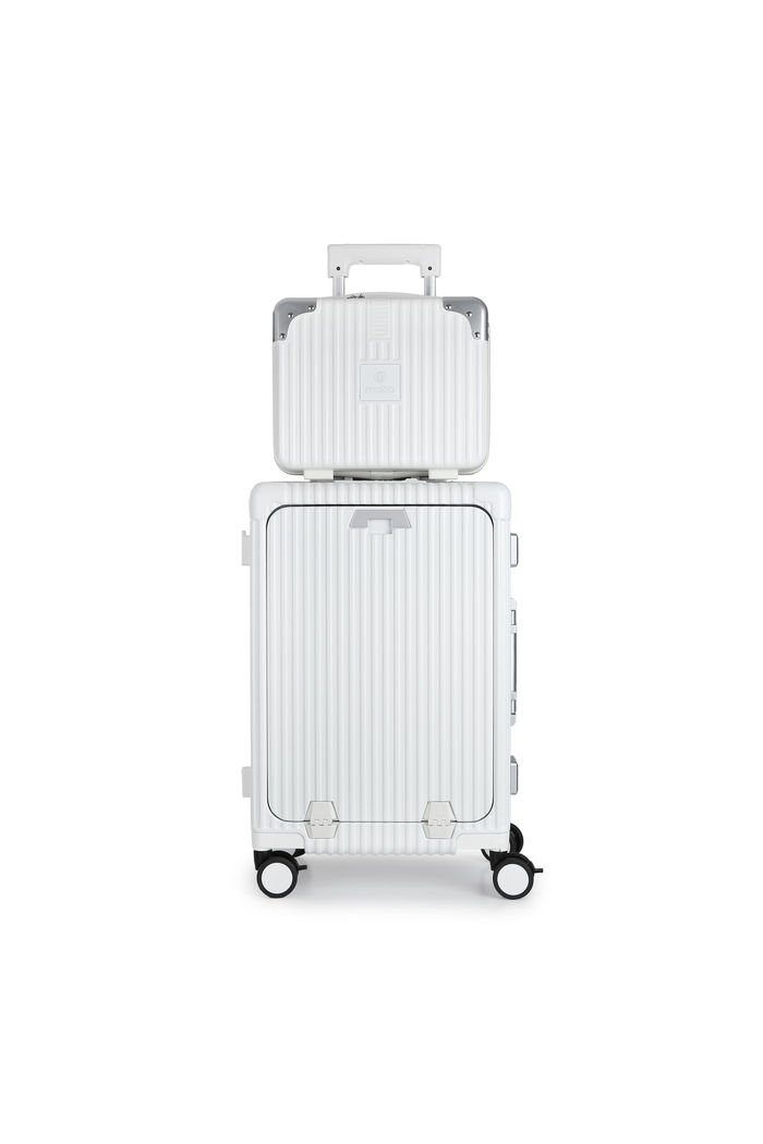 Conjunto Mala de Viagem Pequena de Bordo 10kg Policarbonato Suécia e Frasqueira Bali Maloa Branco