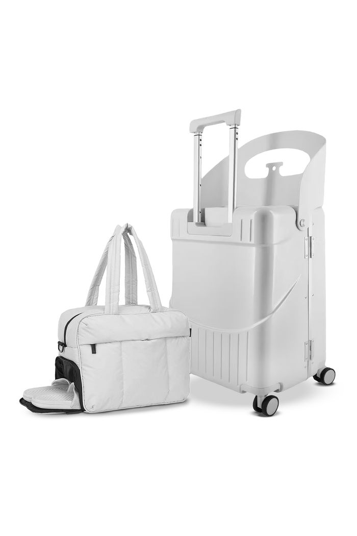 Kit Mala de Assento Grécia Media 23 kg Branca, Bolsa Confort e Tag Good Travel Branca