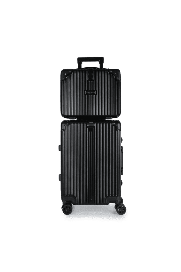 Conjunto Mala de Viagem Pequena de Bordo 10kg Policarbonato ABS Noruega Maloa Preto