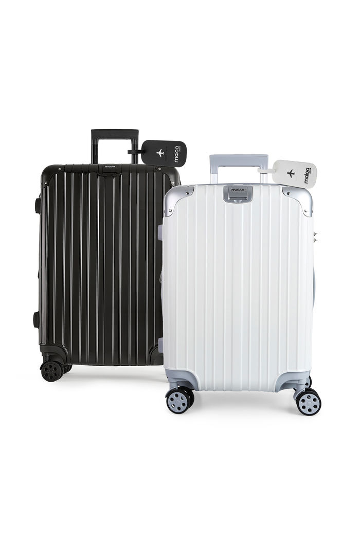 Kit de Mala Pequena de Bordo Brasil Preta e Branca com Tag Good Travel Preta e Branca