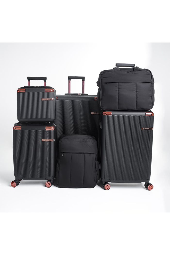 Kit de Mala de Viagem Completo Croácia Preto e Bolsa e Mochila Confort Preto