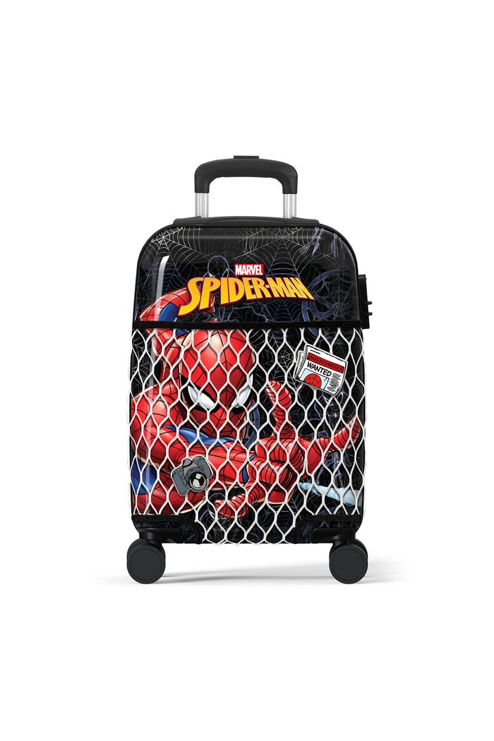 Mala de Viagem Pequena de Bordo Infantil em Policarbonato Homem Aranha Preto