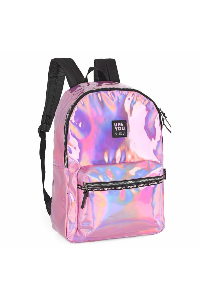 Mochila Escolar Juvenil Feminina Holográfica Pink