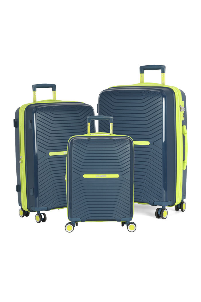 Kit de Malas de Viagem 3 Peças Polipropileno com Expansor Jade Marinho