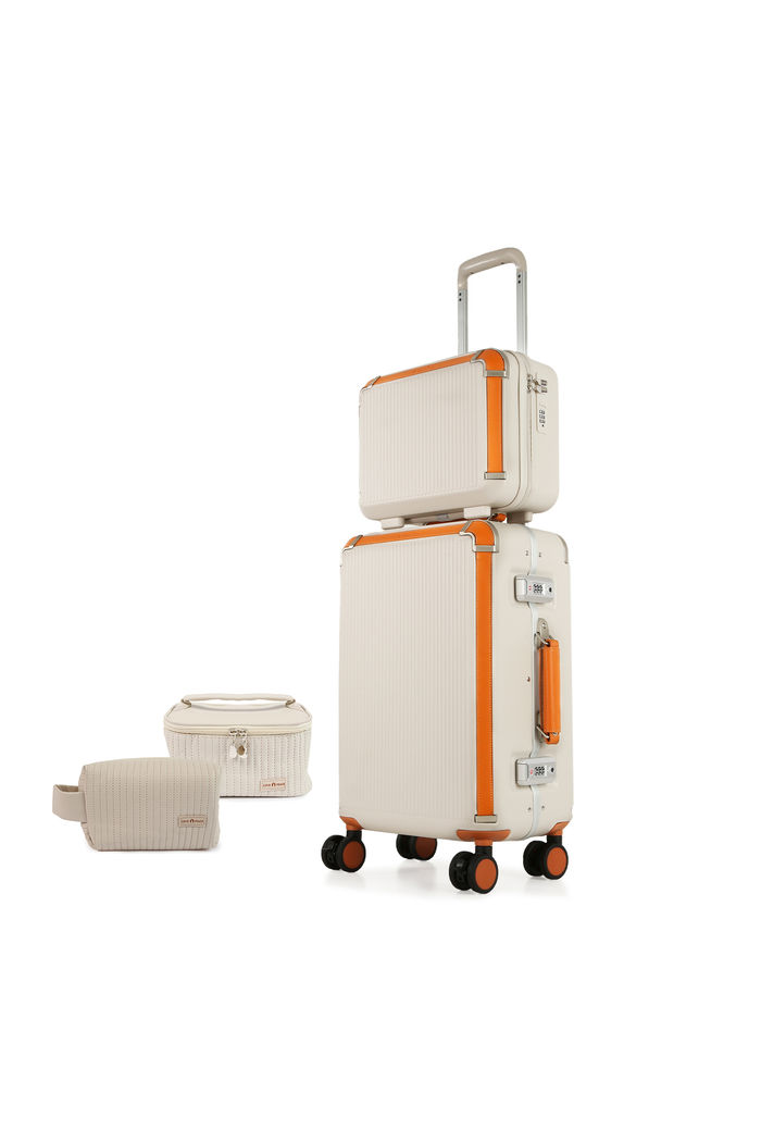 Kit de Mala de Viagem Pequena 10kg Vienna e Frasqueira Bege e Kit de Necessaires Toast Bag Bege