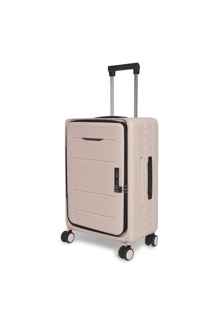 Mala de Viagem Pequena de Bordo 10Kg em Polipropileno 8 Rodas Dobravel Slim Cor:Nude