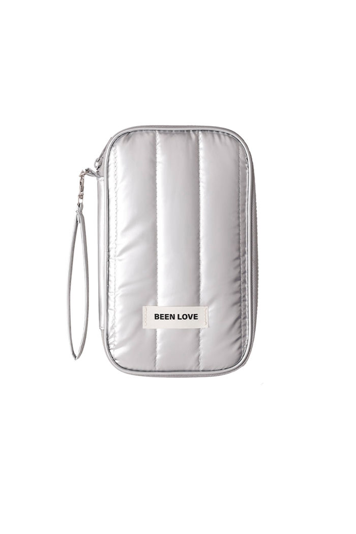 Porta Passaporte e Documentos Multifuncional Puffer Maloa Prata