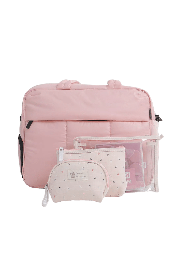 Bolsa Confort Bag Multifuncional Maloa e Kit Necessaire Handmade Rosa
