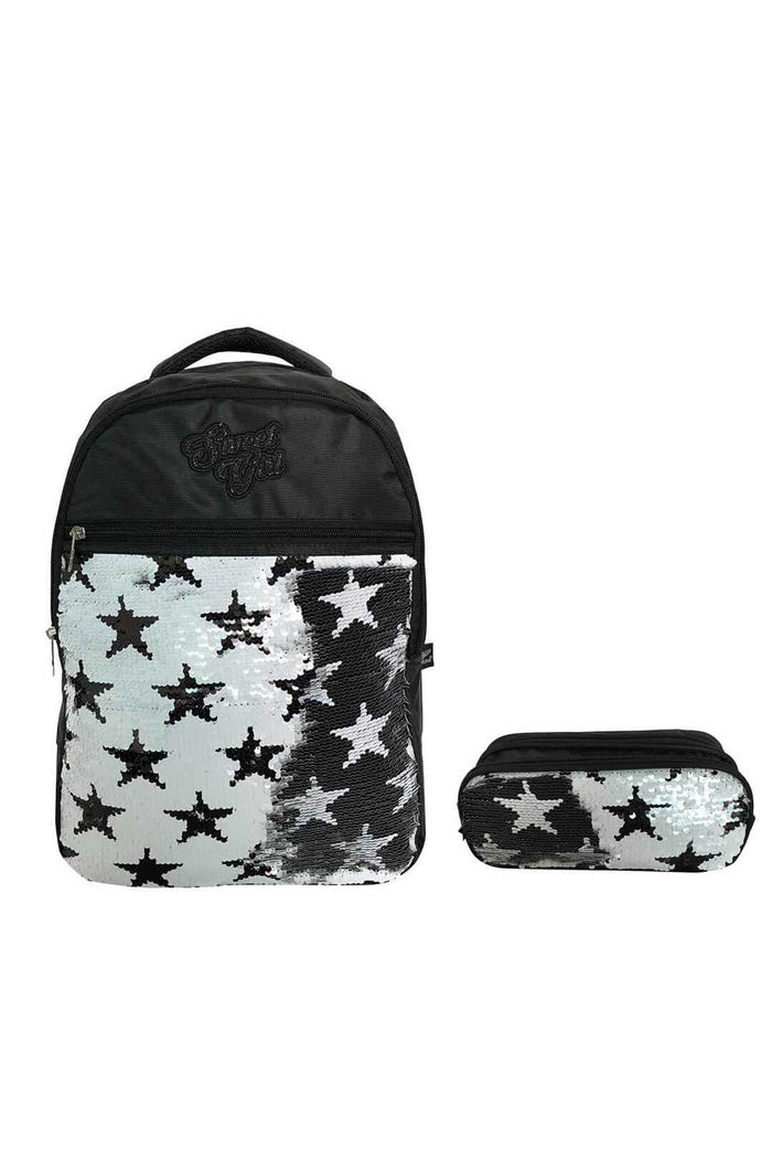 Mochila Escolar De Alças Costas Com Estojo Sweet Girl Preto