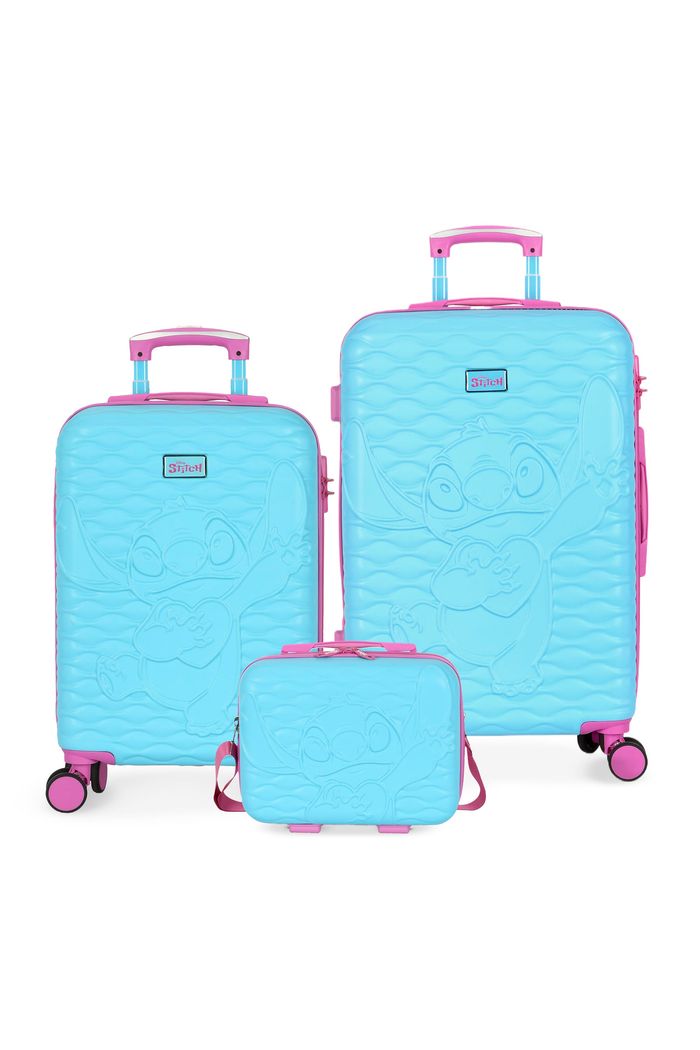 Kit de Malas de Viagem 2 Peças e Frasqueira em ABS Stitch & Angel Love