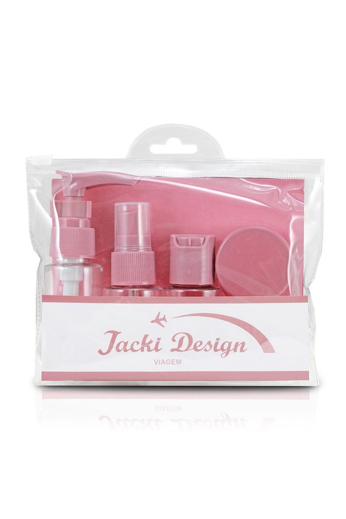 Kit de Frascos para Viagem de 7 Peças Rosa