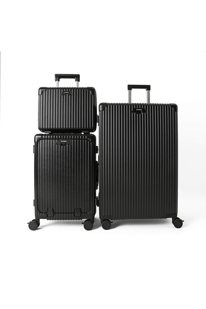 Kit de Malas com 2 Peças e Frasqueira em Policarbonato Suécia Maloa Preto