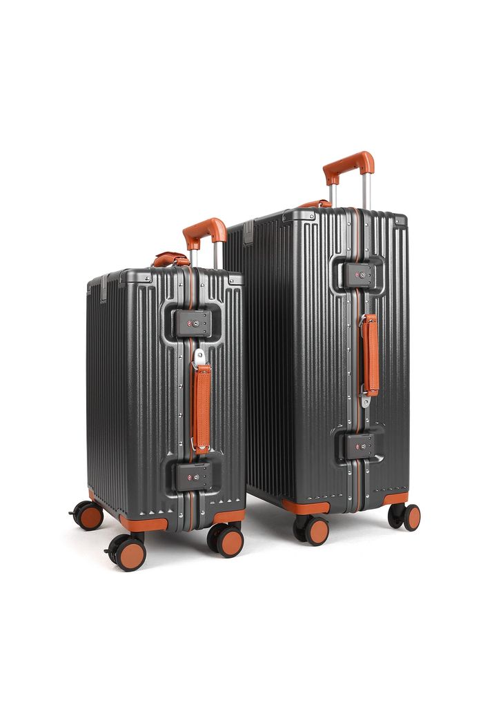 Kit Mala de Viagem Pequena 10 kg e Média 23 kg Policarbonato Capri Chumbo