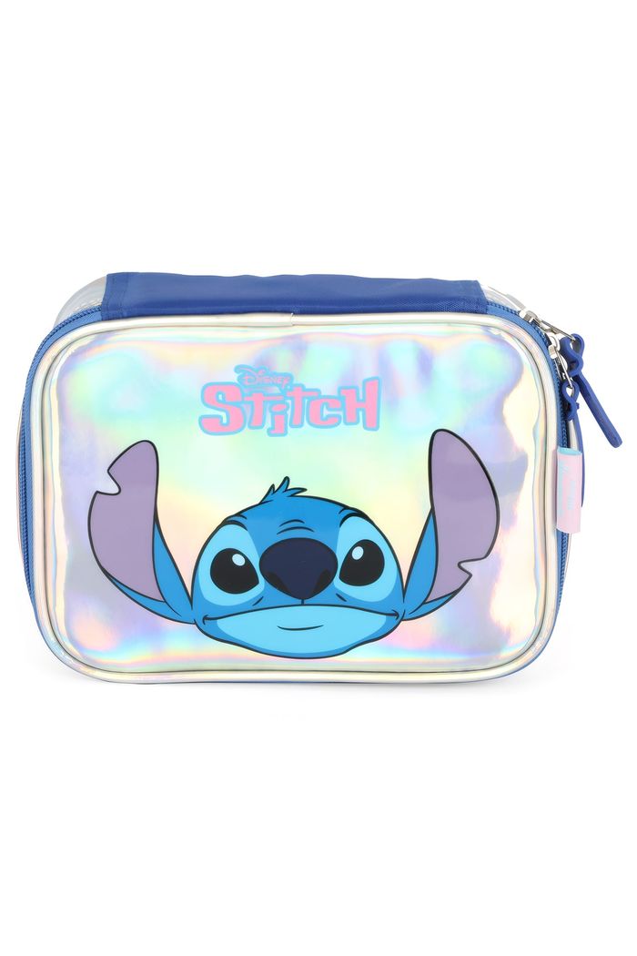 Estojo Escolar Infantil Holográfica Stitch Prata