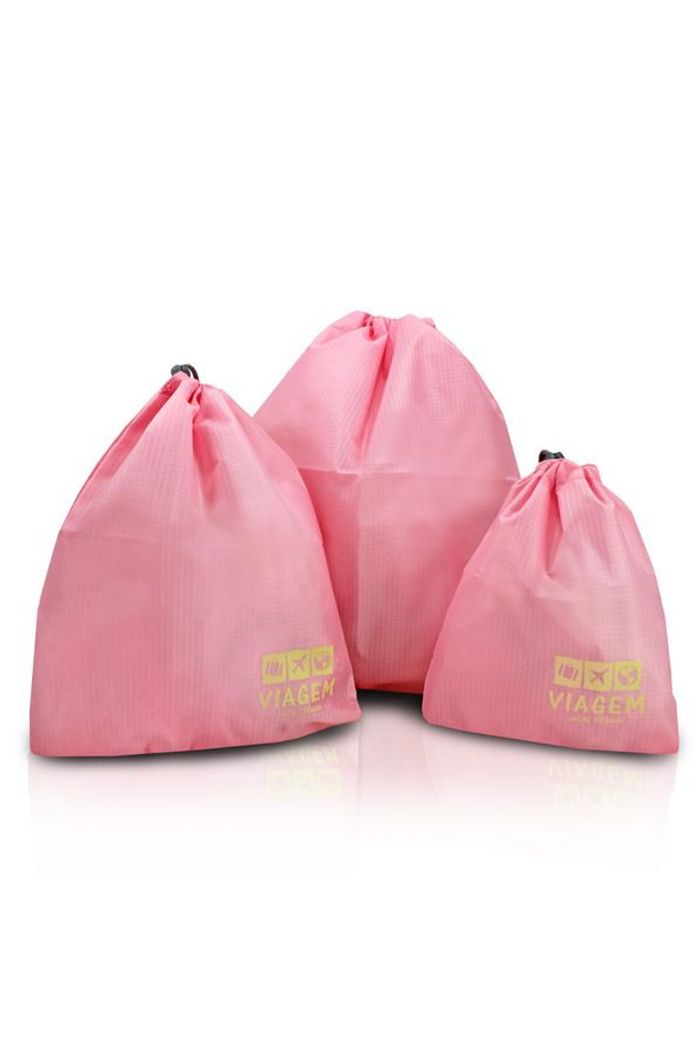 Kit Organizador de Malas de 3 Peças Rosa