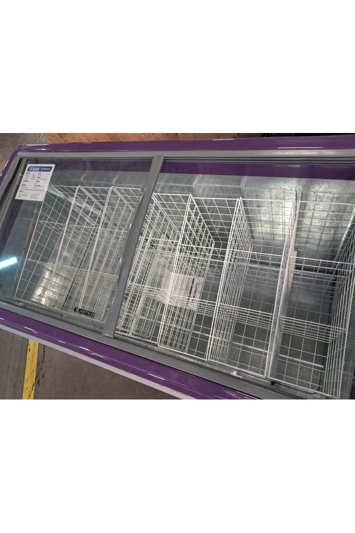 CONGELADOR FREEZER EXPOSITOR VITRINE SHOW SC 424 220V PURPURA CAP EQUIV 460 LT - SLIM C/ CESTAS C/ LED