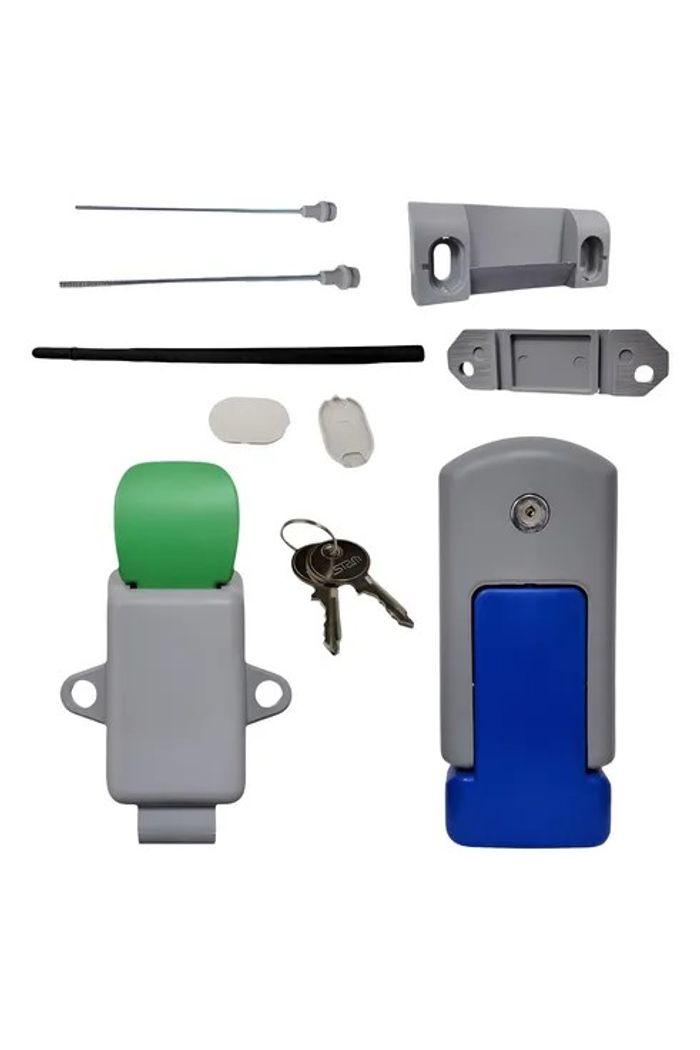 FECHADURA PORTA CÂMARA C/ CHAVE - CINZA/AZUL