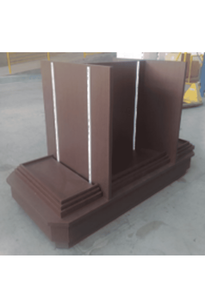 GONDOLA - PRATELEIRA DE MDF - MOD CENTRAL - 1,80 X 0,90 X 1,28M C CANTOS CHANFRADOS C DUAS CABECEIRAS - CASTANHO DOURADO