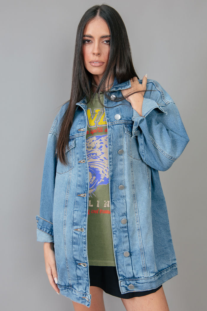 JAQUETA JEANS VINTAGE OVERSIZED COM BOTÕES