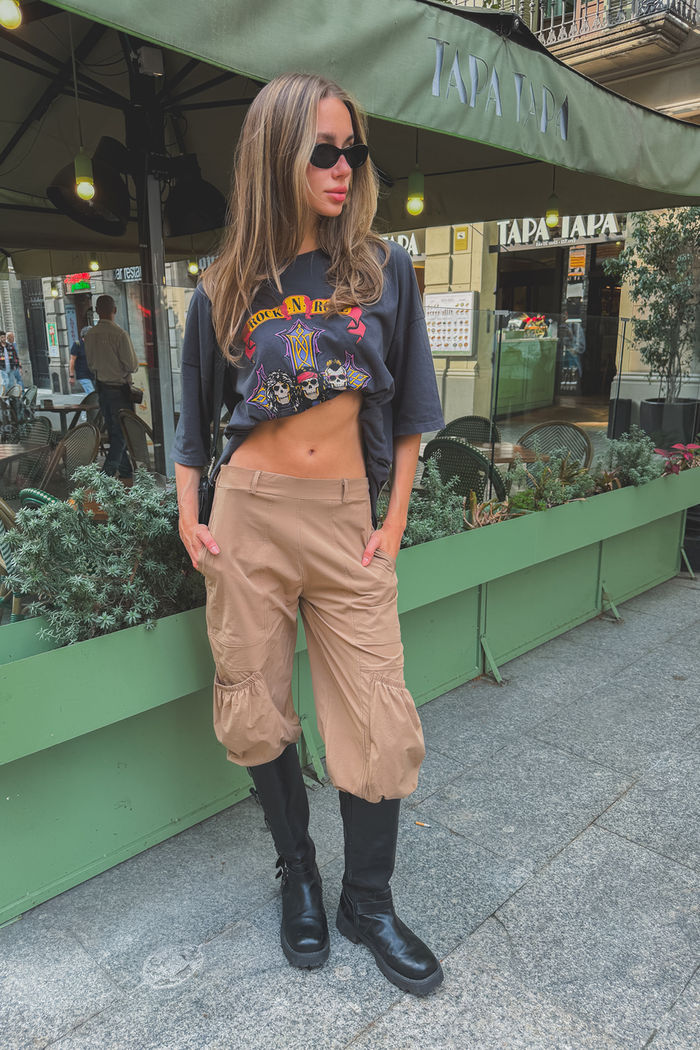 CAMISETA T-SHIRT OVERSIZED CINZA ROCK N GUNS