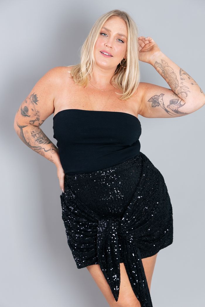 TOP PRETO DE COTTON SEM ALÇA