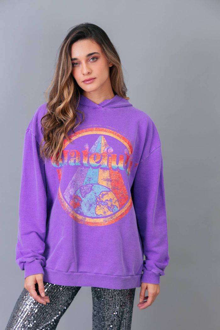 CASACO MOLETOM COM CAPUZ ROXO GRATEFULLY