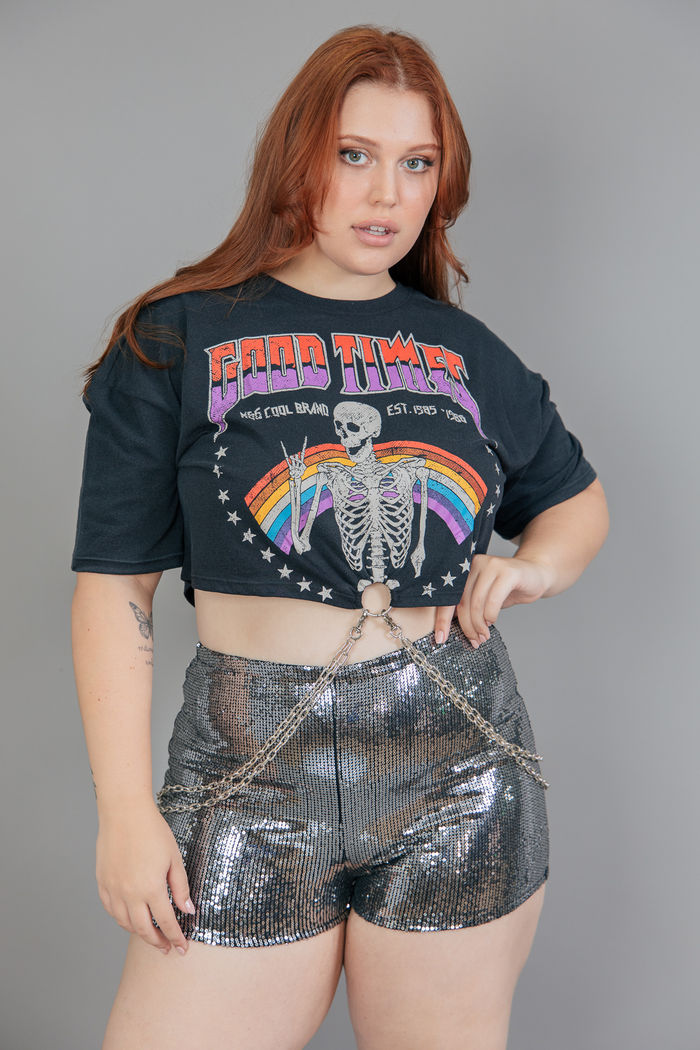 MINI SHORT PRATA DE PAETÊ