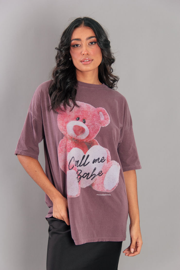 CAMISETA T-SHIRT ROXO OVERSIZED URSO