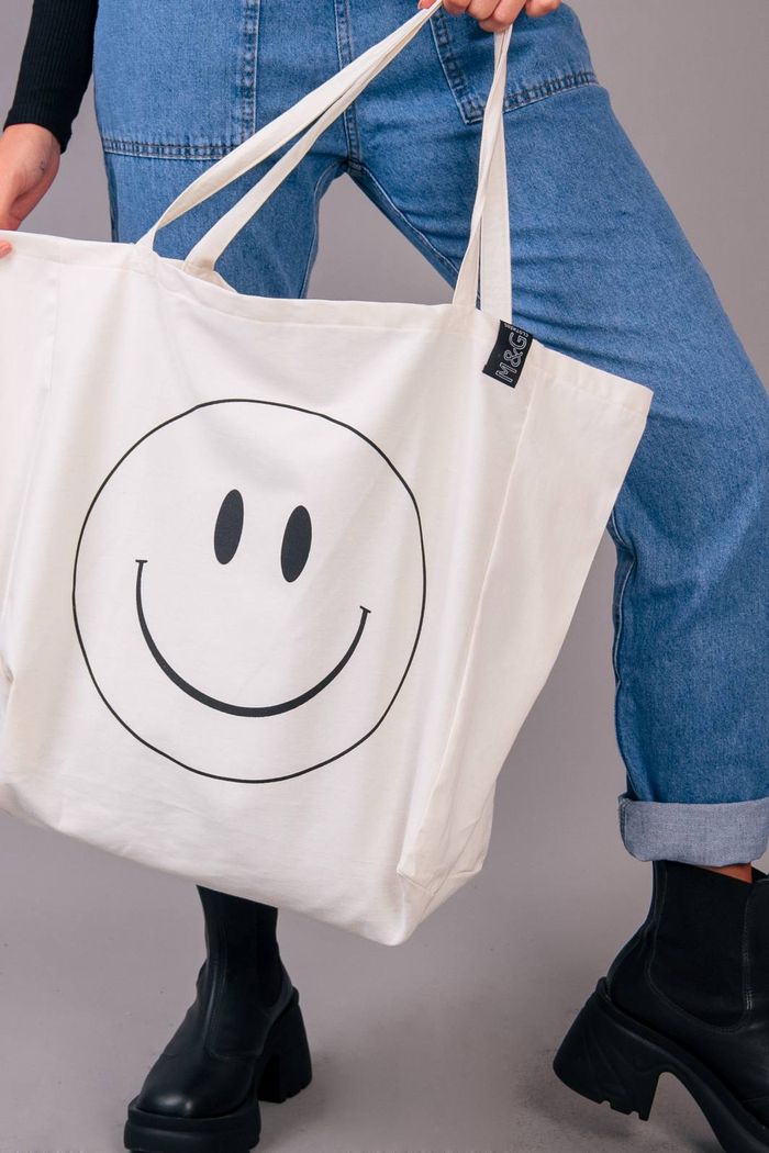 BOLSA ECOBAG GRANDE OFF WHITE SMILE