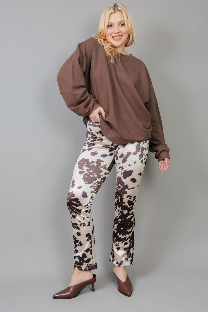 CALÇA COW PRINT OFF WHITE COM ELASTANO