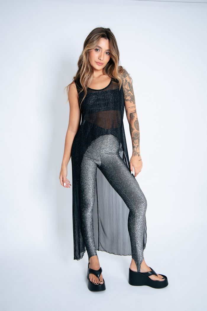 CROPPED DE TULE BRILHO COM MULLET LONGO