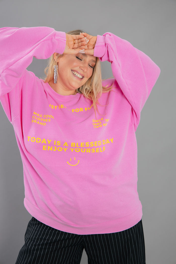 CASACO DE MOLETOM ROSA ESTAMPA FRENTE E COSTA ENJOY