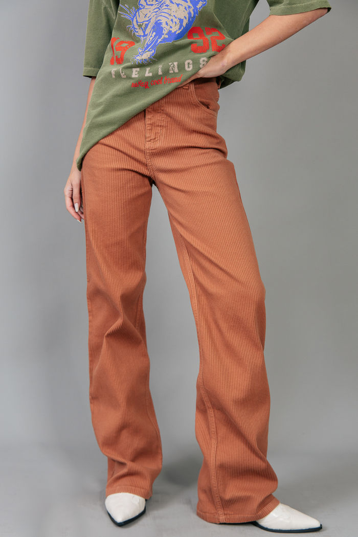 CALÇA WIDE COTELÊ OCRE